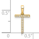 10k Yellow Gold Cross Pendant with Cubic Zirconia, Christian Faith Charm for Women