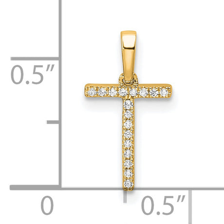 10k Yellow Gold Cross Pendant with Cubic Zirconia, Christian Faith Charm for Women