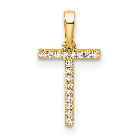 10k Yellow Gold Cross Pendant with Cubic Zirconia, Christian Faith Charm for Women