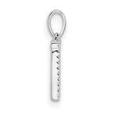 Diamond Letter T Initial Charm Pendant in Real 14k White Gold