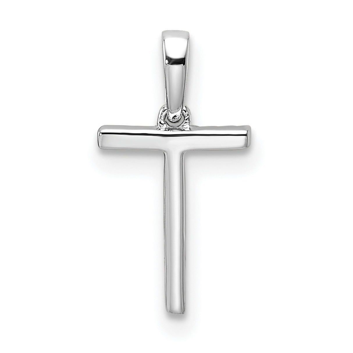 Diamond Letter T Initial Charm Pendant in Real 14k White Gold