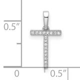 Diamond Letter T Initial Charm Pendant in Real 14k White Gold