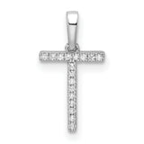 Diamond Letter T Initial Charm Pendant in Real 14k White Gold