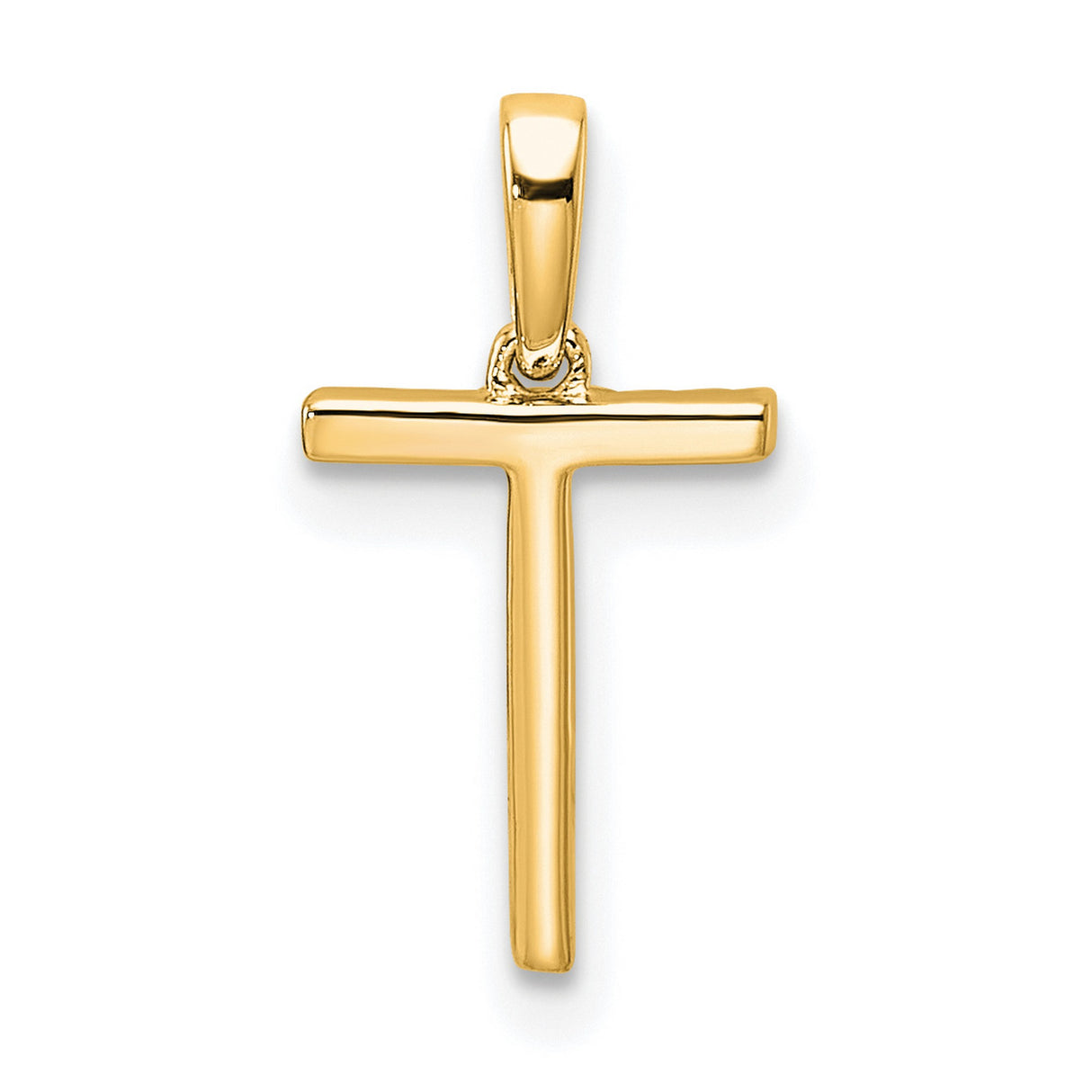 Diamond Letter T Initial Charm Pendant in Real 14k Yellow Gold