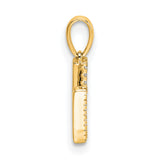 10k Yellow Gold Letter V Pendant with Clear Round Cut Stones, Alphabet Charm for Women