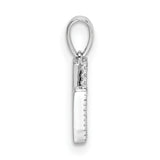 14k White Gold Letter V Pendant with Diamond Accents, Dainty Alphabet Charm for Women