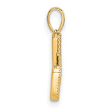 10k Yellow Gold W Pendant with Zigzag Design and Round Cut Cubic Zirconia