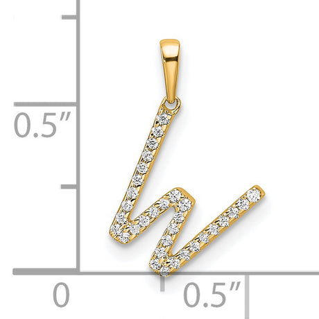 10k Yellow Gold W Pendant with Zigzag Design and Round Cut Cubic Zirconia
