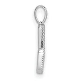 Diamond Letter W Initial Charm Pendant in Real 14k White Gold