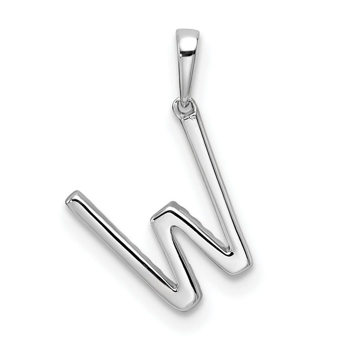 Diamond Letter W Initial Charm Pendant in Real 14k White Gold