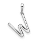 Diamond Letter W Initial Charm Pendant in Real 14k White Gold