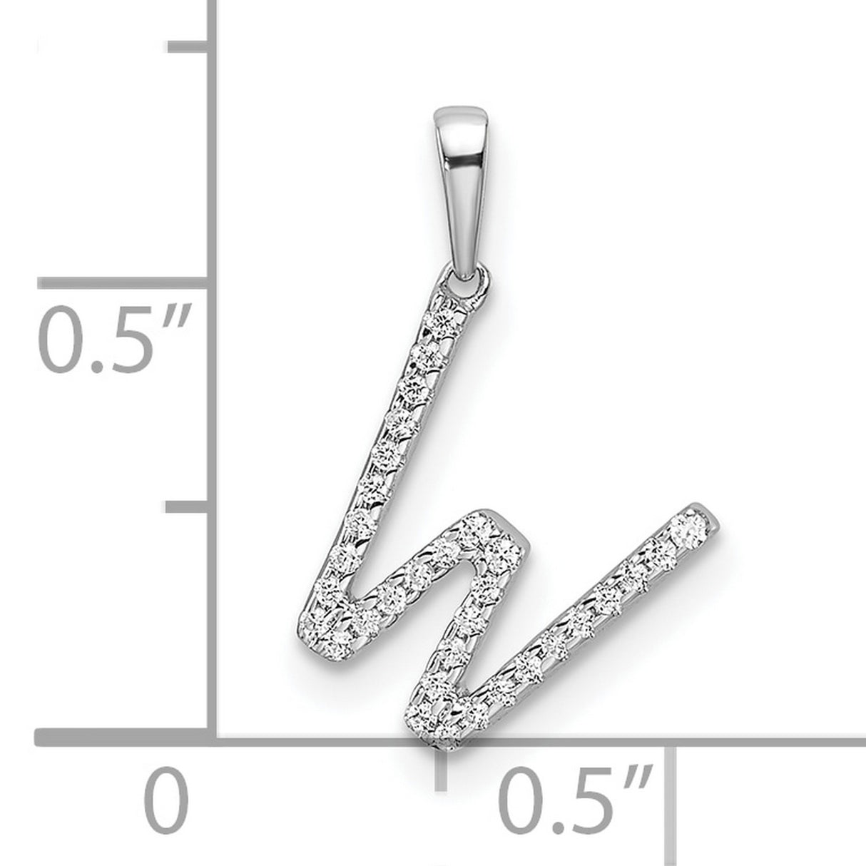 Diamond Letter W Initial Charm Pendant in Real 14k White Gold