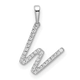 Diamond Letter W Initial Charm Pendant in Real 14k White Gold