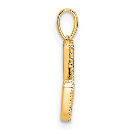 14k Yellow Gold Pendant with White Stones, Letter W Initial Charm, Dainty Script Monogram Jewelry