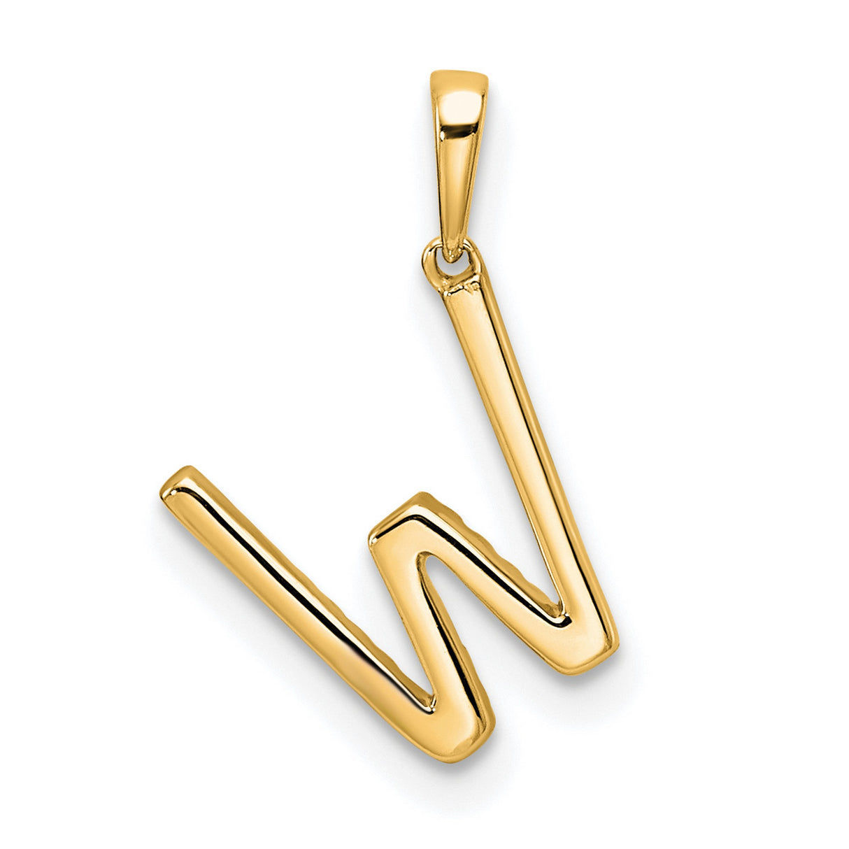 14k Yellow Gold Pendant with White Stones, Letter W Initial Charm, Dainty Script Monogram Jewelry