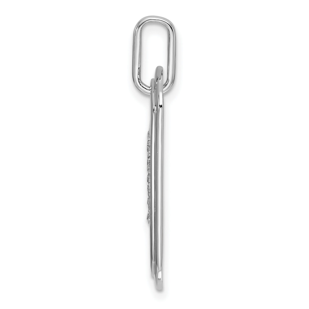 14k White Gold Initial B Pendant with Diamond Accent, Dog Tag Charm, Unisex Monogram Style