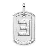 14k White Gold Initial E Pendant with Diamonds, Block Letter Monogram Charm