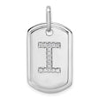 14k White Gold Dog Tag Pendant with Diamond Accent, Bold Letter I, Modern Minimalist Charm
