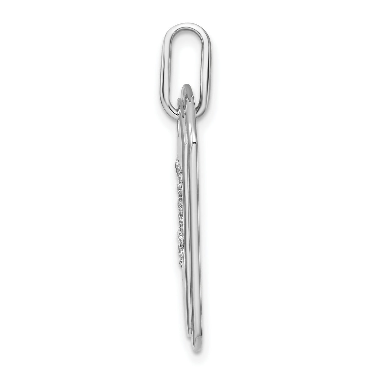 Diamond Initial J Dog Tag Charm Pendant in Real 14k White Gold