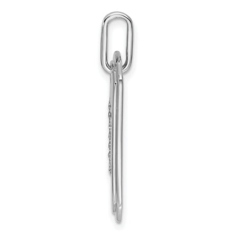 14k White Gold Dog Tag Pendant with Diamond Accent Letter L Initial Charm