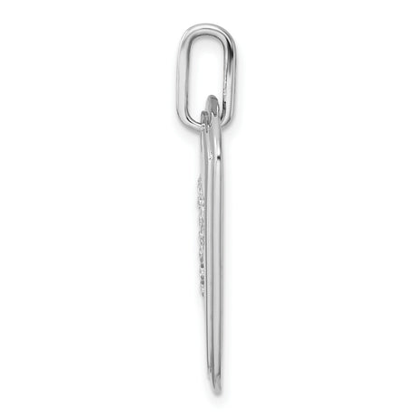 Diamond Initial P Dog Tag Charm Pendant in Real 14k White Gold