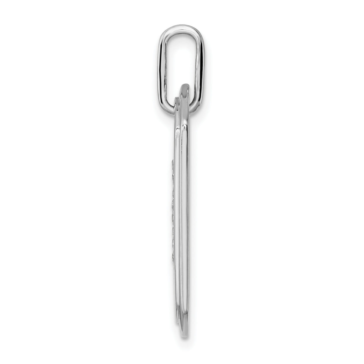 14k White Gold Dog Tag Pendant with Pavé Diamond Letter R Charm, Unisex Initial Jewelry