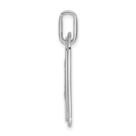 14k White Gold Dog Tag Pendant with Diamond Accent, Letter W Initial Charm