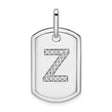 14k White Gold Dog Tag Pendant with Diamond Accent, Letter Z Monogram Charm