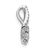14k White Gold Teardrop Pendant with Round Diamonds, Open Curved Design for Women