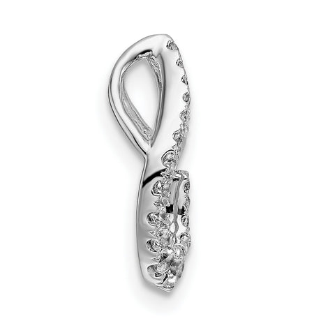 14k White Gold Teardrop Pendant with Round Diamonds, Open Curved Design for Women