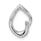 14k White Gold Teardrop Pendant with Round Diamonds, Open Curved Design for Women