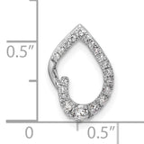 14k White Gold Teardrop Pendant with Round Diamonds, Open Curved Design for Women