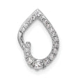 14k White Gold Teardrop Pendant with Round Diamonds, Open Curved Design for Women