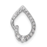 14k White Gold Teardrop Pendant with Round Diamonds, Open Curved Design for Women