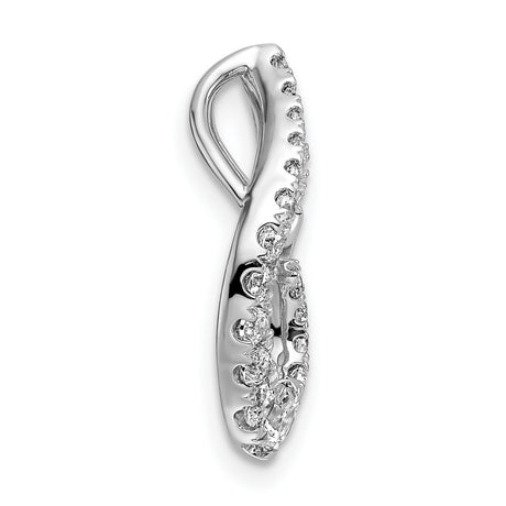 14k White Gold Teardrop Pendant with Round Cut Diamond, Open Modern Design for Women