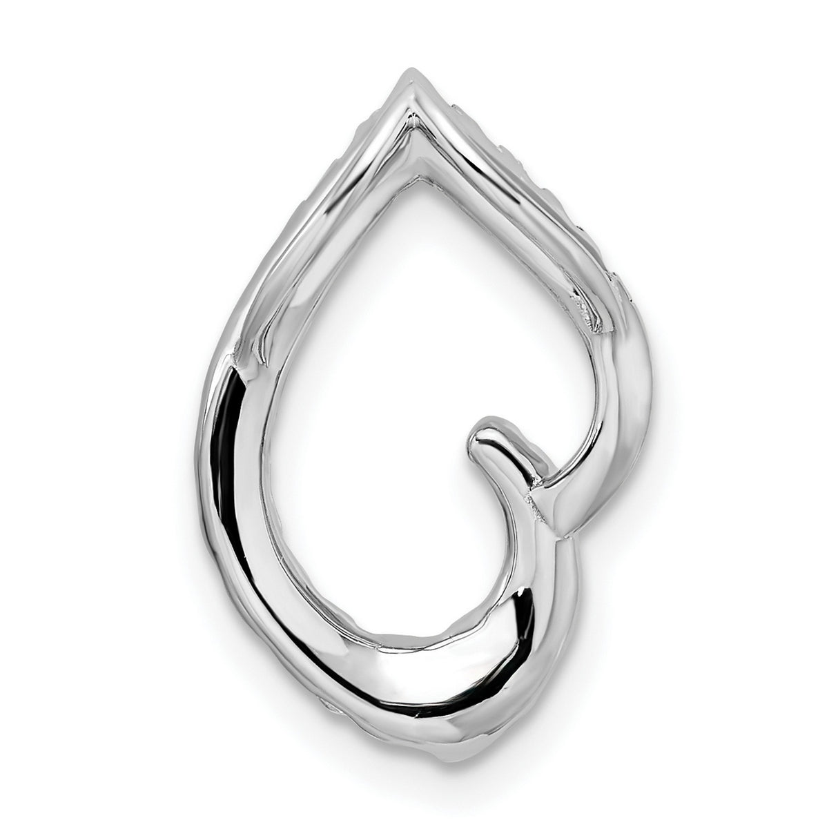 14k White Gold Teardrop Pendant with Round Cut Diamond, Open Modern Design for Women