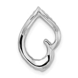 14k White Gold Teardrop Pendant with Round Cut Diamond, Open Modern Design for Women