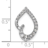 14k White Gold Teardrop Pendant with Round Cut Diamond, Open Modern Design for Women