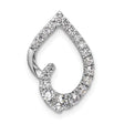 14k White Gold Teardrop Pendant with Round Cut Diamond, Open Modern Design for Women