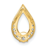 14k Yellow Gold Teardrop Pendant with Pavé White Round Cut Diamonds, Open Design