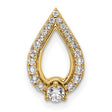 14k Yellow Gold Teardrop Pendant with Pavé White Round Cut Diamonds, Open Design