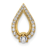 14k Yellow Gold Teardrop Pendant with Pavé White Round Cut Diamonds, Open Design