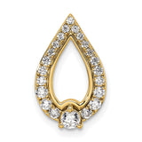 14k Yellow Gold Teardrop Pendant with Diamond Accents and Open Halo Design