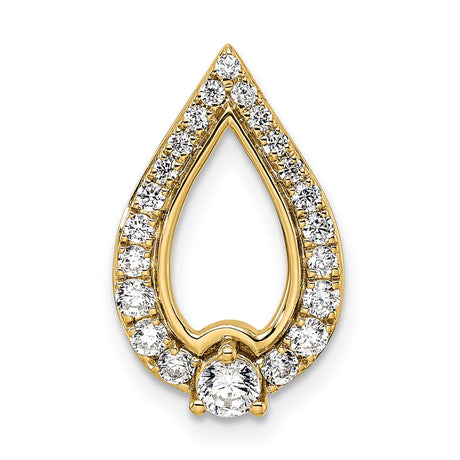 14k Yellow Gold Teardrop Pendant with Diamond Accents and Open Halo Design
