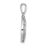 14k White Gold Teardrop Pendant with Diamond Pavé and Open Center Design for Women