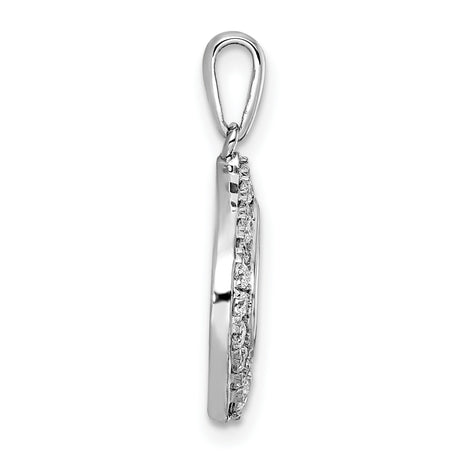 14k White Gold Teardrop Pendant with Diamond Pavé and Open Center Design for Women