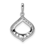 14k White Gold Teardrop Pendant with Diamond Pavé and Open Center Design for Women