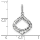 14k White Gold Teardrop Pendant with Diamond Pavé and Open Center Design for Women