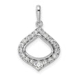 14k White Gold Teardrop Pendant with Diamond Pavé and Open Center Design for Women