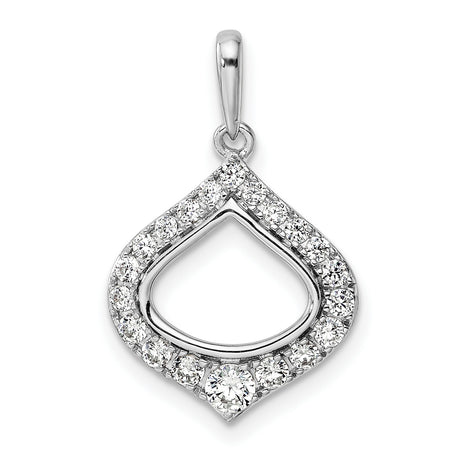 14k White Gold Teardrop Pendant with Diamond Pavé and Open Center Design for Women